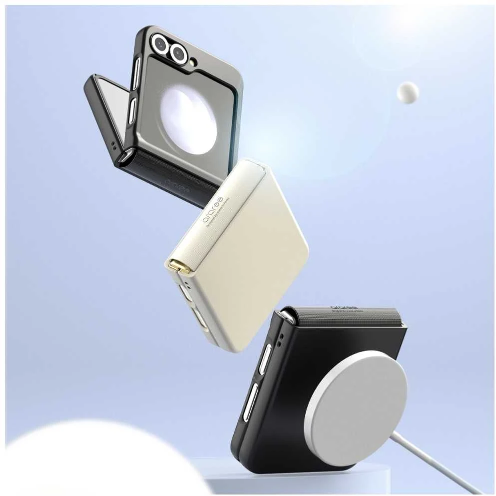 Dėklas Araree Aero Flex M MagSafe do Samsung Galaxy Z Flip6 / Z Flip7 FE kreminė