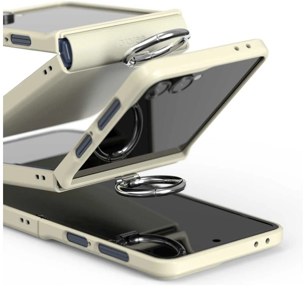 Dėklas Araree Aero Flex R East-Grip Ring do Samsung Galaxy Z Flip7 kreminė