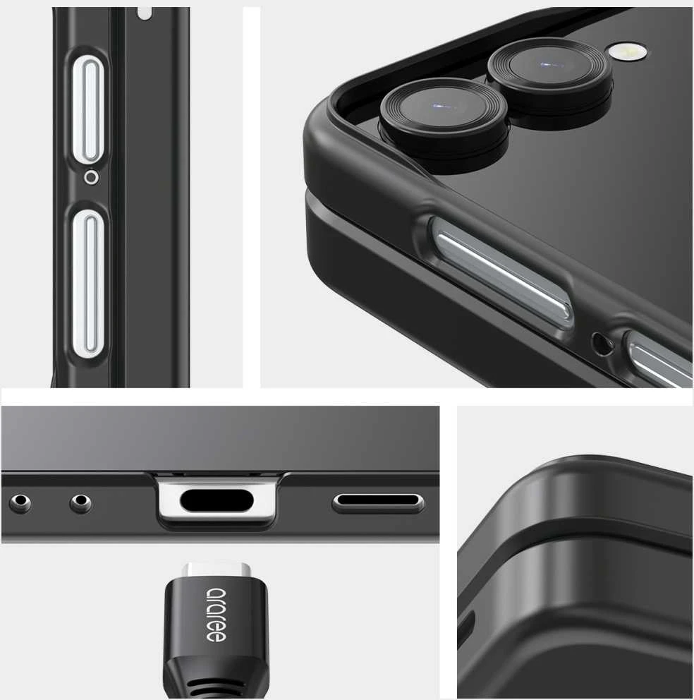 Dėklas Araree Aero Flex R East-Grip Ring do Samsung Galaxy Z Flip7 juoda