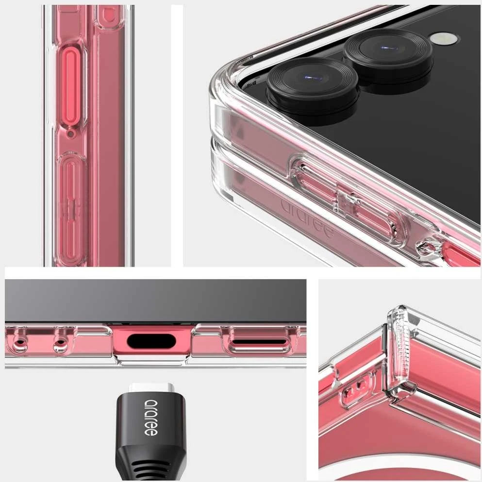 Dėklas Araree Duple 360 M MagSafe Qi2 do Samsung Galaxy Z Flip7 permatomas
