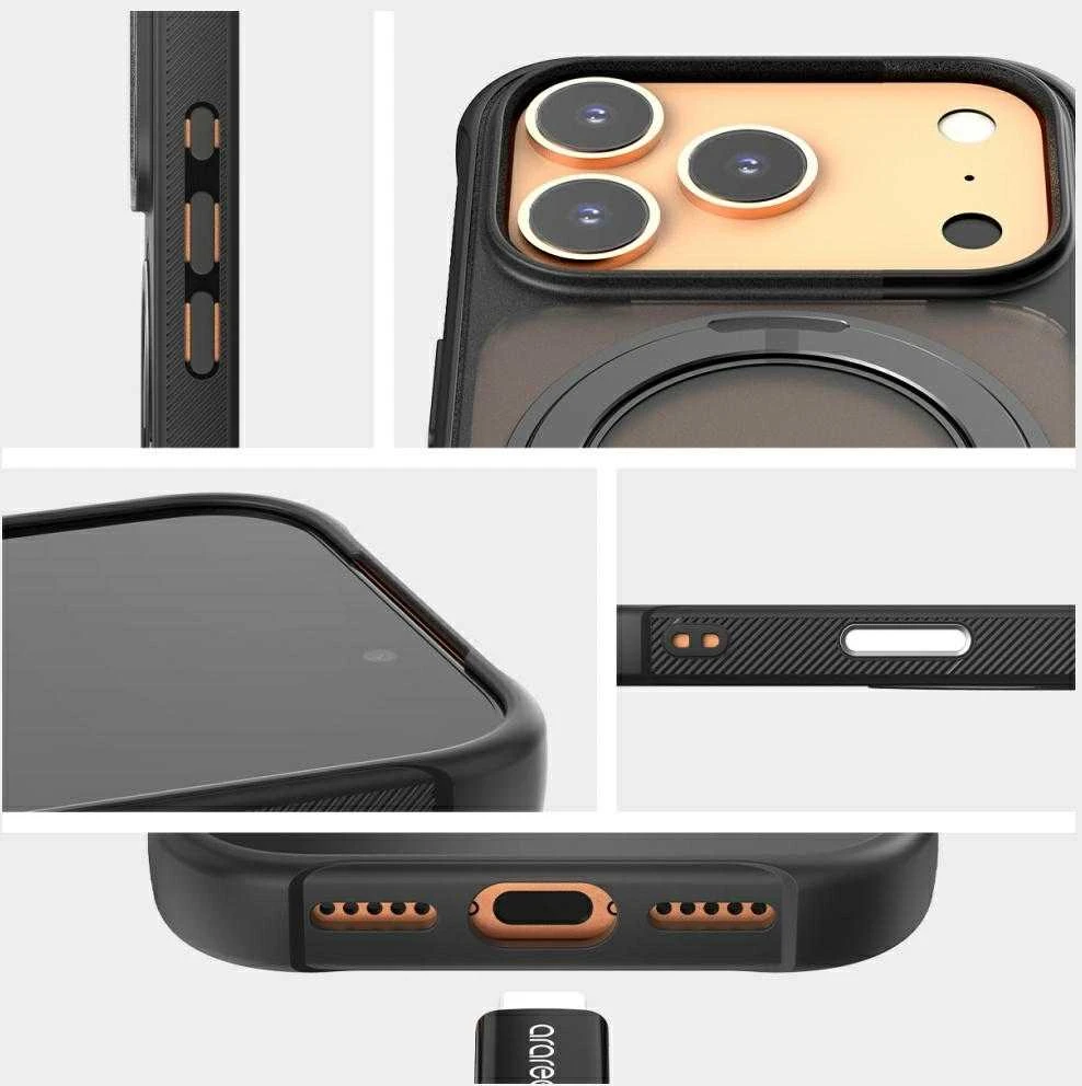 Dėklas Araree Duple M Stand MagSafe do iPhone 17 Pro Max juoda