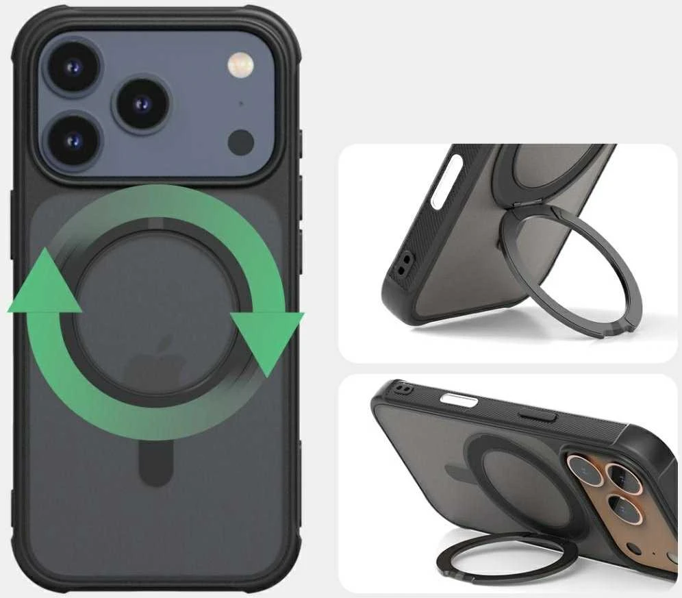 Dėklas Araree Duple M Stand MagSafe do iPhone 17 Pro juoda