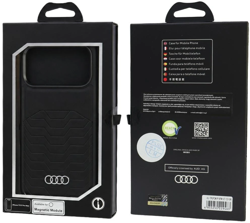 Dėklas Audi GT Synthetic Leather MagSafe do iPhone 18 Pro Max / 17 Pro Max juoda