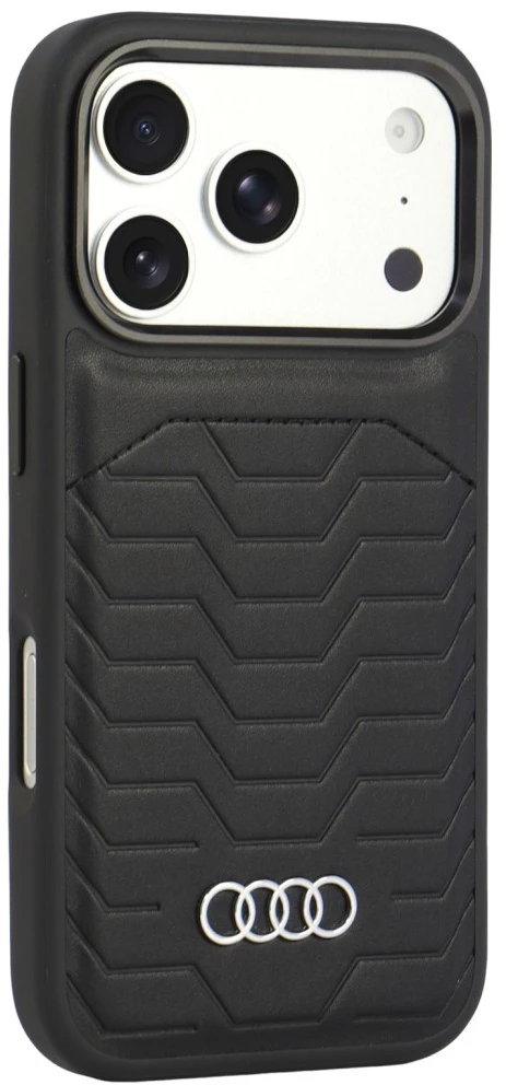 Dėklas Audi GT Synthetic Leather MagSafe do iPhone 18 Pro / 17 Pro juoda