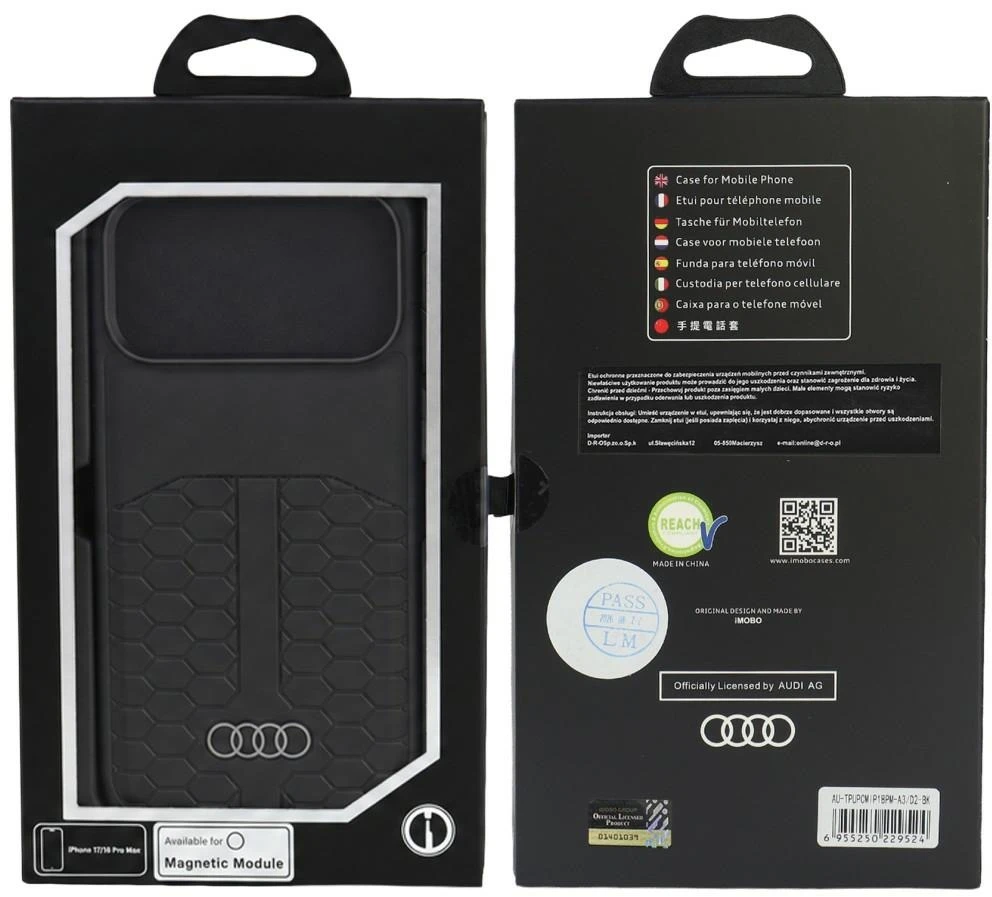 Dėklas Audi Odinis dėklas MagSafe do iPhone 18 Pro Max / 17 Pro Max juoda