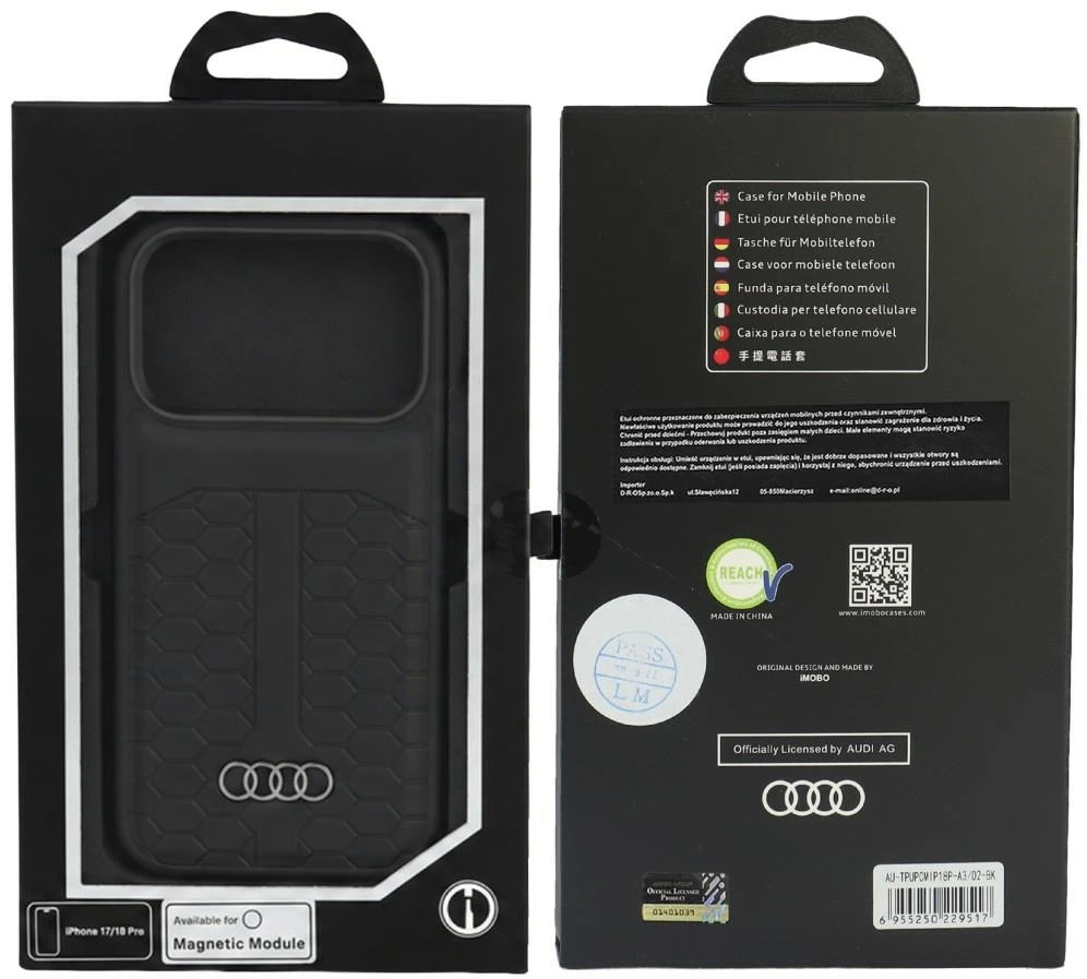 Dėklas Audi Odinis dėklas MagSafe do iPhone 18 Pro / 17 Pro juoda