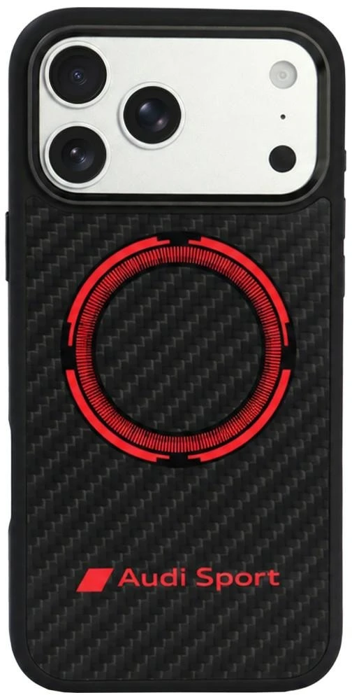 Dėklas Audi RSQ Carbon Fiber Sport Raudona Circle MagSafe do iPhone 18 Pro Max / 17 Pro Max juoda