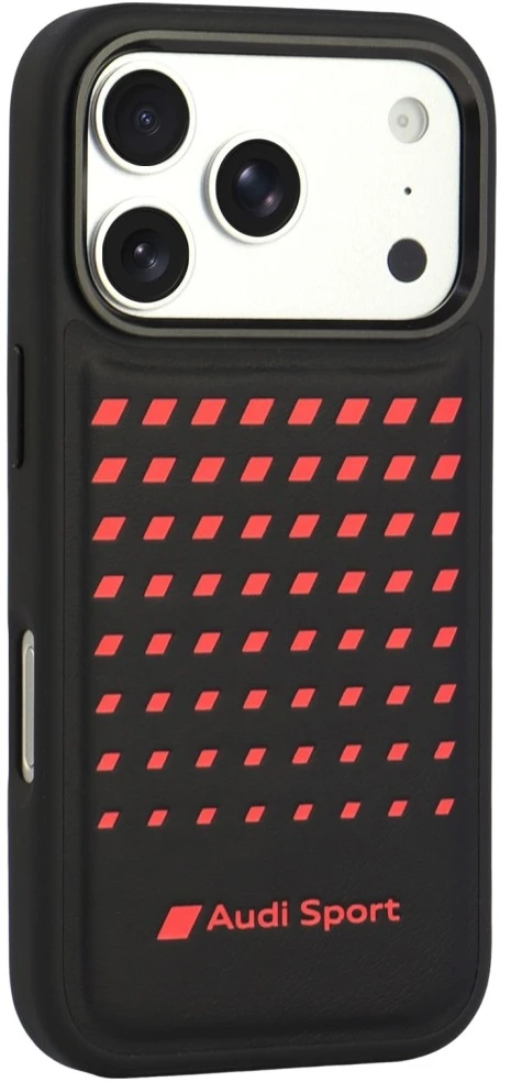 Dėklas Audi Sport Synthetic Leather MagSafe do iPhone 18 Pro / 17 Pro juoda