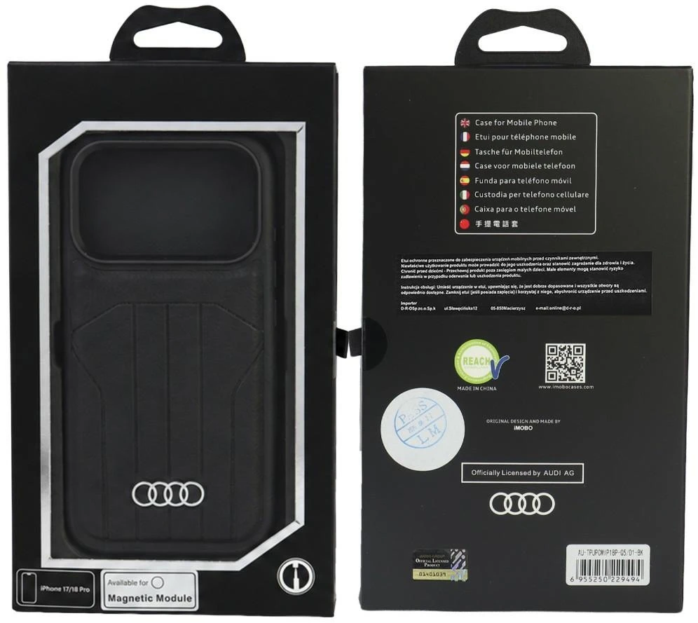 Dėklas Audi Synthetic Odinis dėklas MagSafe do iPhone 18 Pro / 17 Pro juoda