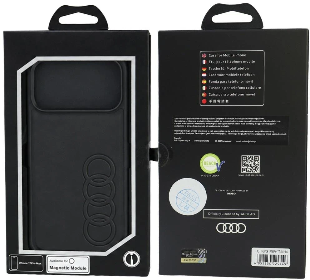 Dėklas Audi TT Synthetic Leather MagSafe do iPhone 18 Pro Max / 17 Pro Max juoda