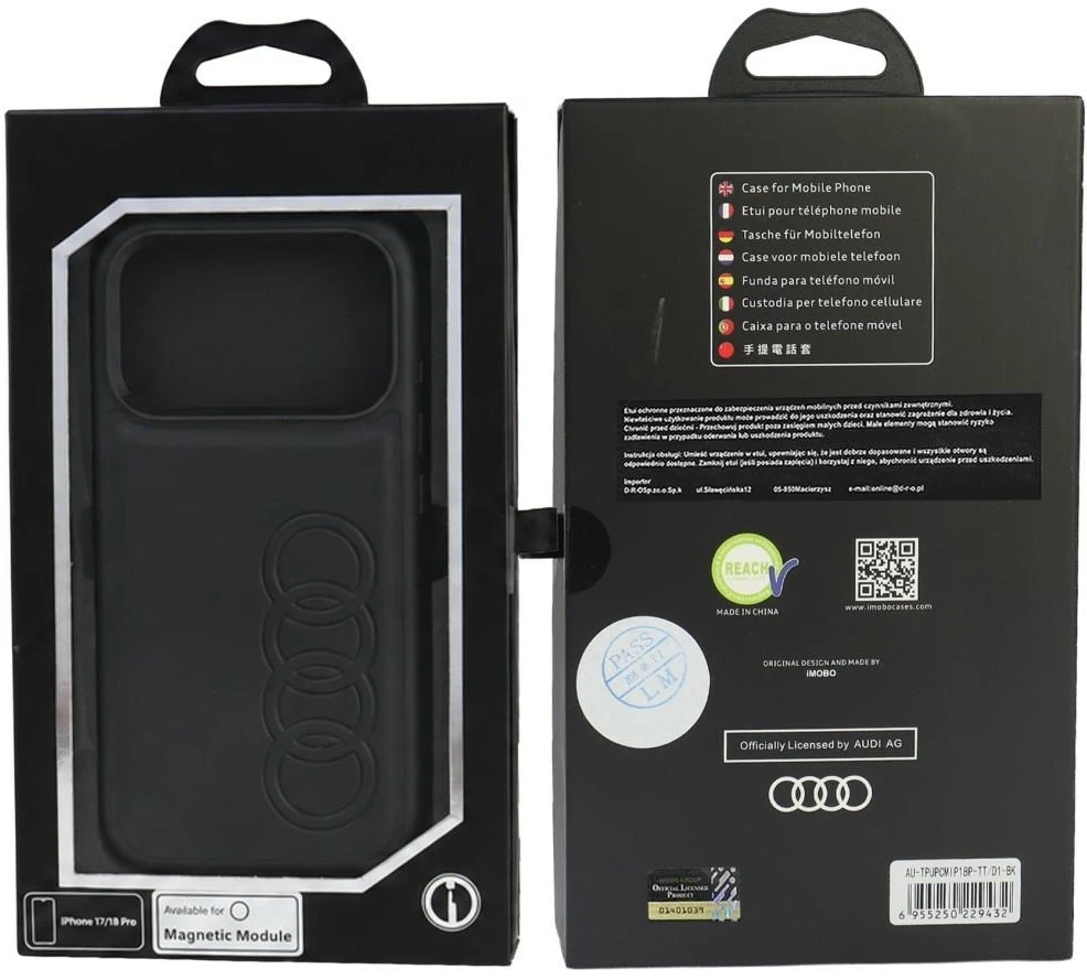 Dėklas Audi TT Synthetic Leather MagSafe do iPhone 18 Pro / 17 Pro juoda