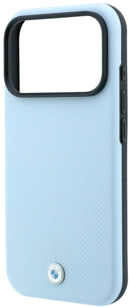 Dėklas BMW Kevlar Metal Logo MagSafe skirtas iPhone 18 Pro / 17 Pro mėlynas