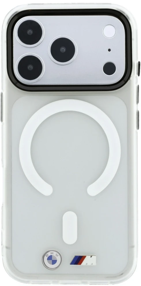 Dėklas BMW M IML Frosted Metal Logo & Trims MagSafe Case for iPhone 18 Pro Max / 17 Pro Max - Transparent
