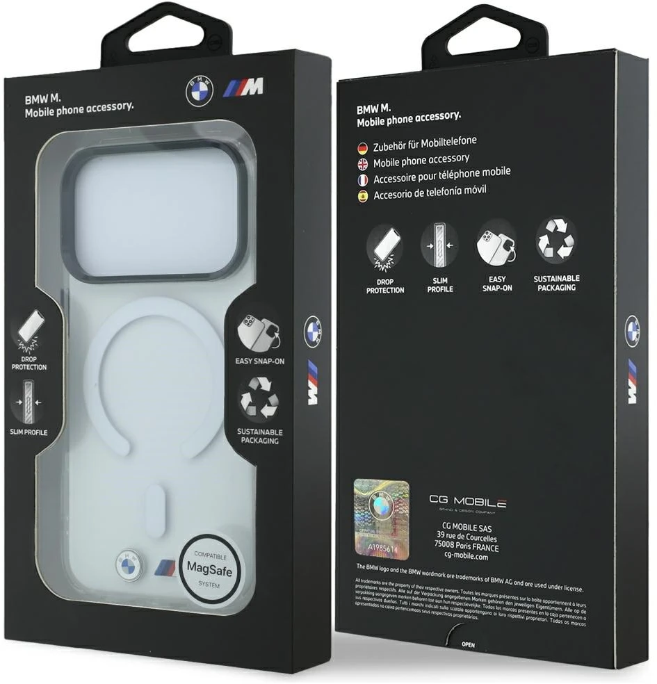 Dėklas BMW M IML Glossy Metal Logo & Trims MagSafe Case for iPhone 17 Pro / 18 Pro - Transparent