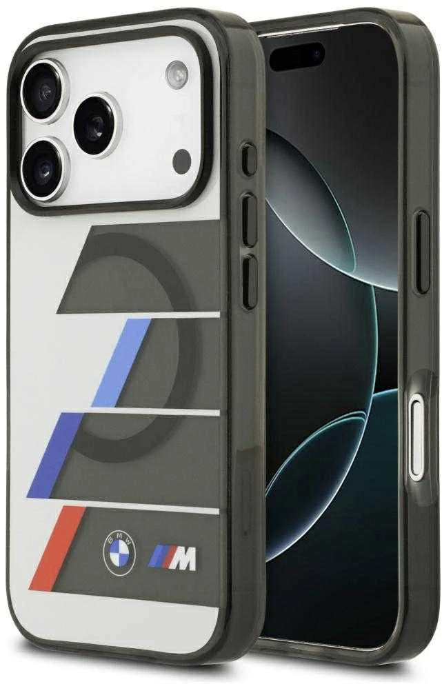 BMW M IML Metal Mygtukai Tricolor Lines MagSafe dėklas skirtas Apple iPhone 17 Pro Max Anthracite