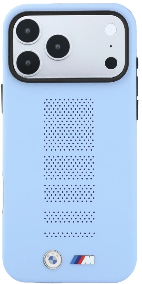 Dėklas BMW M Mėlyna Perfo Metal Logo MagSafe do iPhone 18 Pro / 17 Pro mėlyna