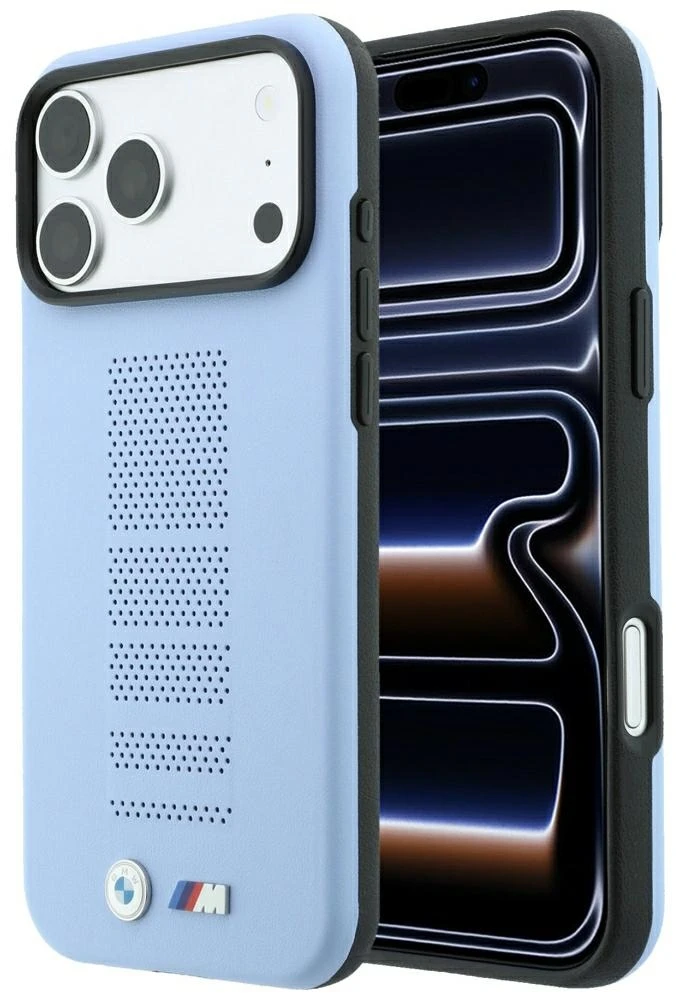 BMW M Mėlyna Perfo metalinis logotipas MagSafe dėklas, skirtas iPhone 18 Pro Max / 17 Pro Max, mėlynas