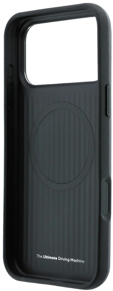 Dėklas BMW M Mėlyna Perfo Metal Logo MagSafe, skirtas iPhone 18 Pro Max / 17 Pro Max, pilkas