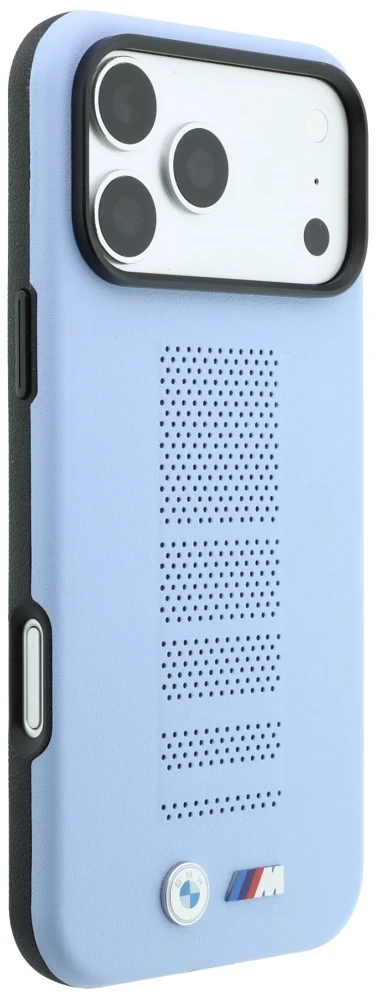 Dėklas BMW M Mėlyna Perfo Metal Logo MagSafe do iPhone 18 Pro / 17 Pro mėlyna