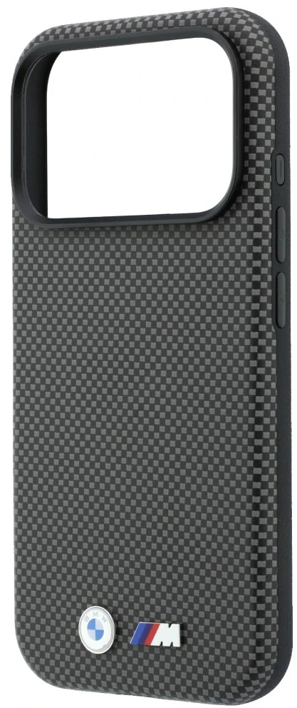 Dėklas BMW M Quadrille Kevlar Metal Logo MagSafe Case for iPhone 17 Pro / 18 Pro - Gray