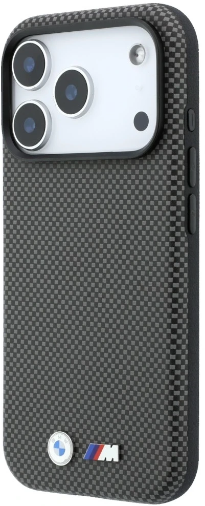 Dėklas BMW M Quadrille Kevlar Metal Logo MagSafe Case for iPhone 17 Pro / 18 Pro - Gray