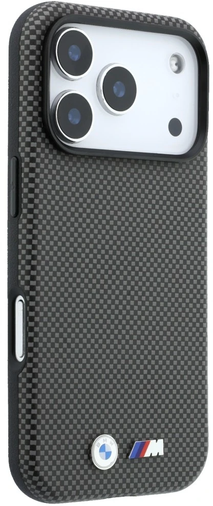 Dėklas BMW M Quadrille Kevlar Metal Logo MagSafe Case for iPhone 17 Pro / 18 Pro - Gray