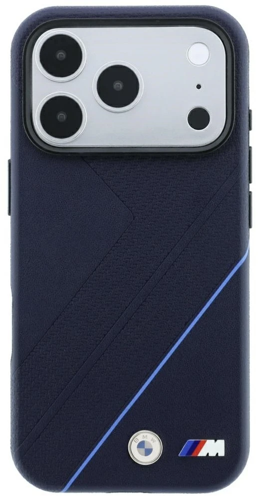 BMW M Tire Track Mėlyna Line MagSafe dėklas, skirtas iPhone 18 Pro / 17 Pro, tamsiai mėlynas