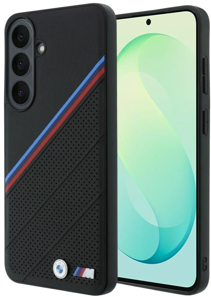 Dėklas BMW M Tricolor Metal Logo MagSafe skirtas Samsung Galaxy S26 FE juodas