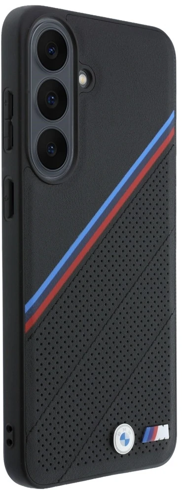 Dėklas BMW M Tricolor Metal Logo MagSafe skirtas Samsung Galaxy S26 FE juodas