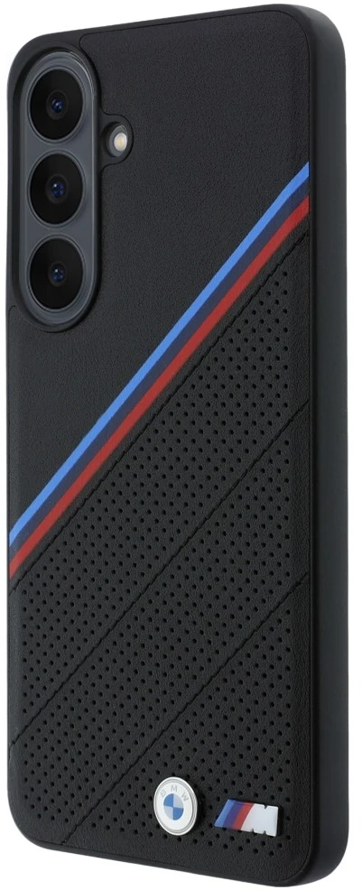 Dėklas BMW M Tricolor Metal Logo MagSafe skirtas Samsung Galaxy S26 FE juodas
