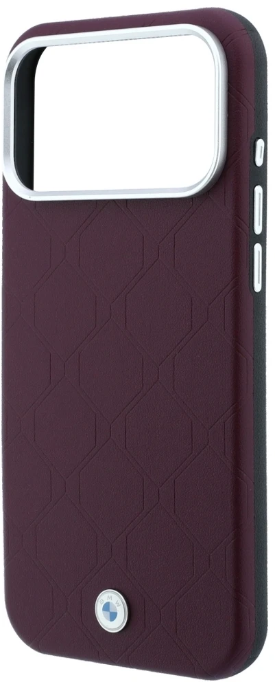 Dėklas BMW Sign Deboss Quilted Metal Logo MagSafe do iPhone 18 Pro / 17 Pro bordinė