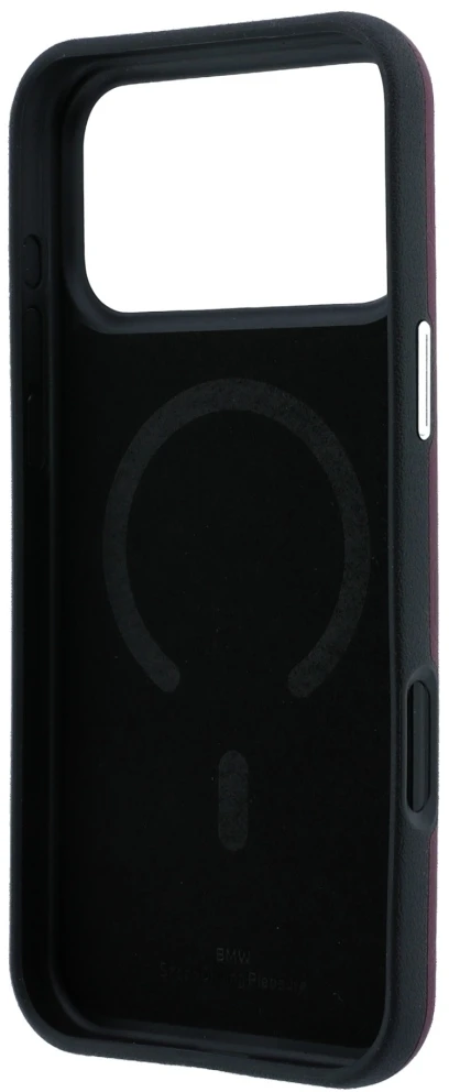 Dėklas BMW Sign Deboss Quilted Metal Logo MagSafe do iPhone 18 Pro / 17 Pro bordinė