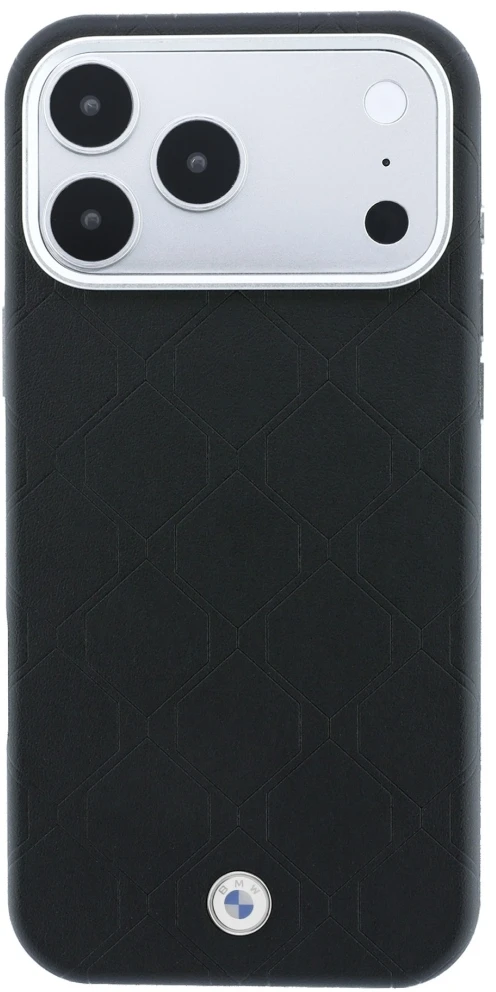 Dėklas BMW Sign Deboss Quilted Metal Logo MagSafe do iPhone 18 Pro Max / 17 Pro Max juoda