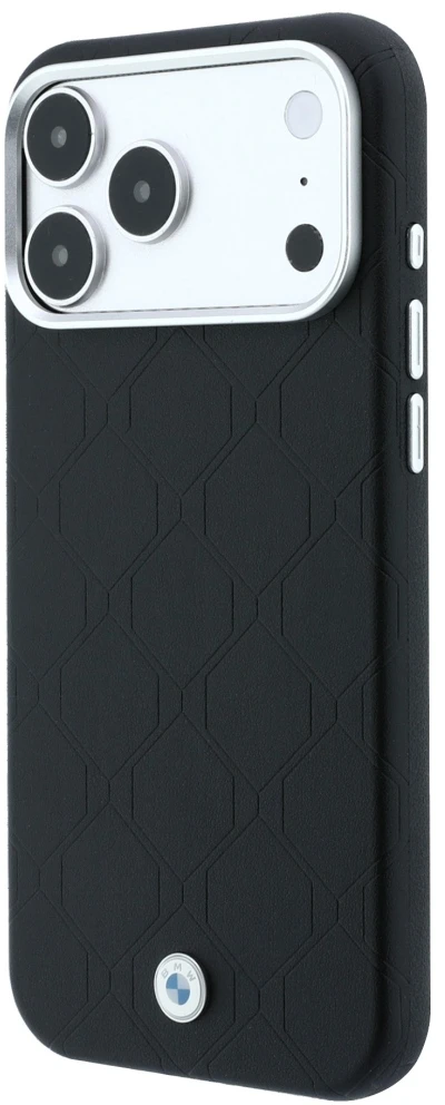 Dėklas BMW Sign Deboss Quilted Metal Logo MagSafe do iPhone 18 Pro Max / 17 Pro Max juoda