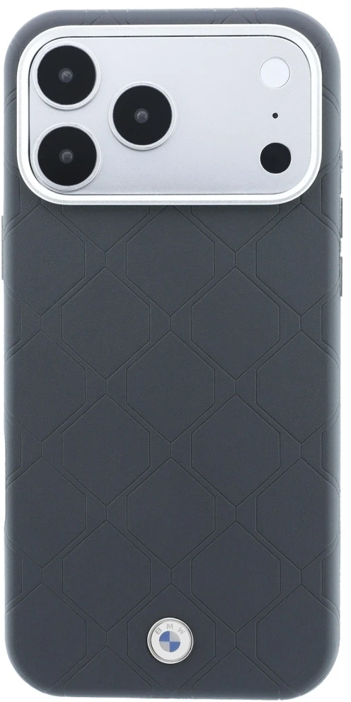 Dėklas BMW Sign Deboss Quilted Metal Logo MagSafe do iPhone 18 Pro Max / 17 Pro Max antracytowy