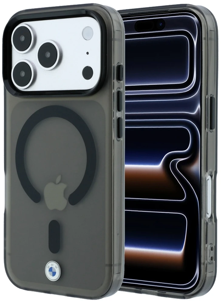 Dėklas BMW Sign Frosted IML & Metal Logo MagSafe Case, skirta iPhone 17 Pro / 18 Pro – Juoda