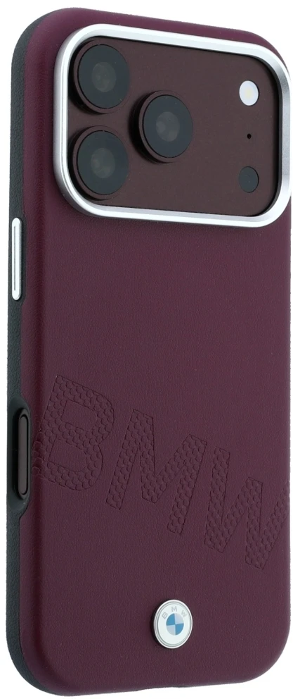 Dėklas BMW Sign Inclined Deboss Letters MagSafe case for iPhone 17 Pro Max / 18 Pro Max - burgundy