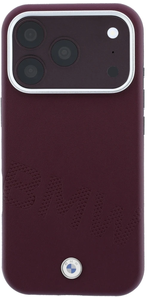 Dėklas BMW Sign Inclined Deboss Letters MagSafe case for iPhone 17 Pro Max / 18 Pro Max - burgundy