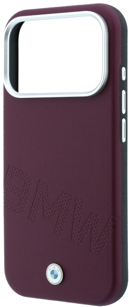 Dėklas BMW Sign Inclined Deboss Letters MagSafe case for iPhone 17 Pro Max / 18 Pro Max - burgundy