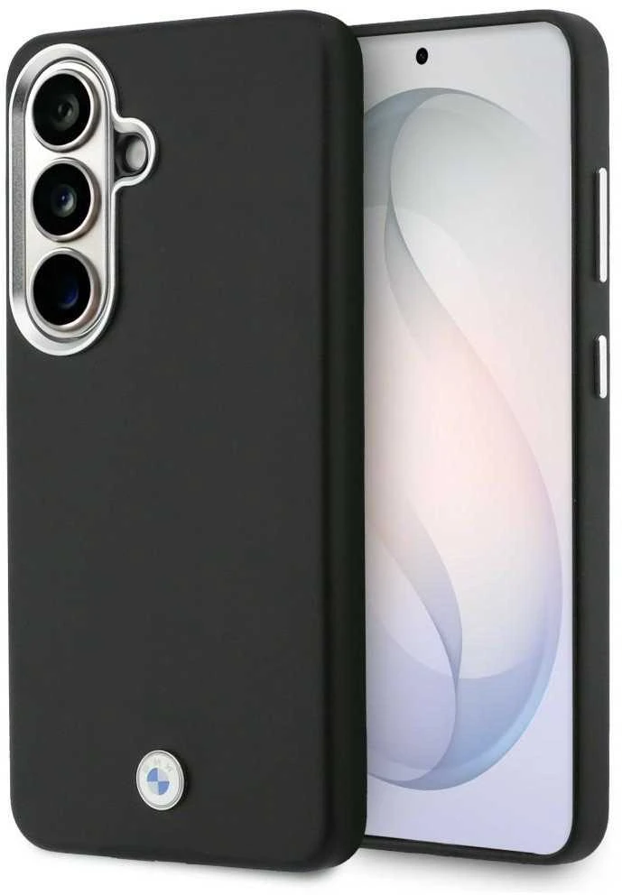 BMW Signature PU Leather Metal Logo Magnetic dėklas skirtas Samsung Galaxy S26 juodos spalvos