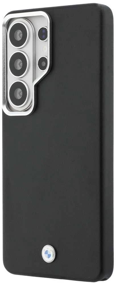 BMW Signature PU Leather Metal Logo Magnetic dėklas skirtas Samsung Galaxy S26 Ultra juodos spalvos