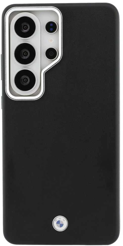 BMW Signature PU Leather Metal Logo Magnetic dėklas skirtas Samsung Galaxy S26 Ultra juodos spalvos