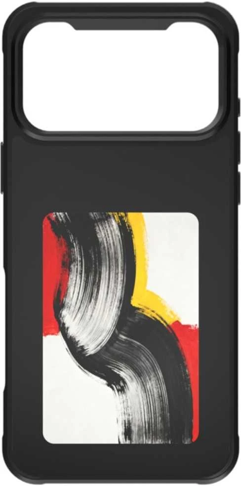 „4smarts E-Ink“ dėklas su NFC Qi2 ekranu, skirtas „iPhone 17 Pro Max“, juodas