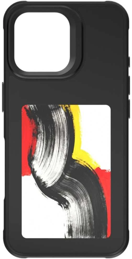 „4smarts E-Ink“ dėklas su NFC Qi2 ekranu, skirtas „iPhone 17“, juodas