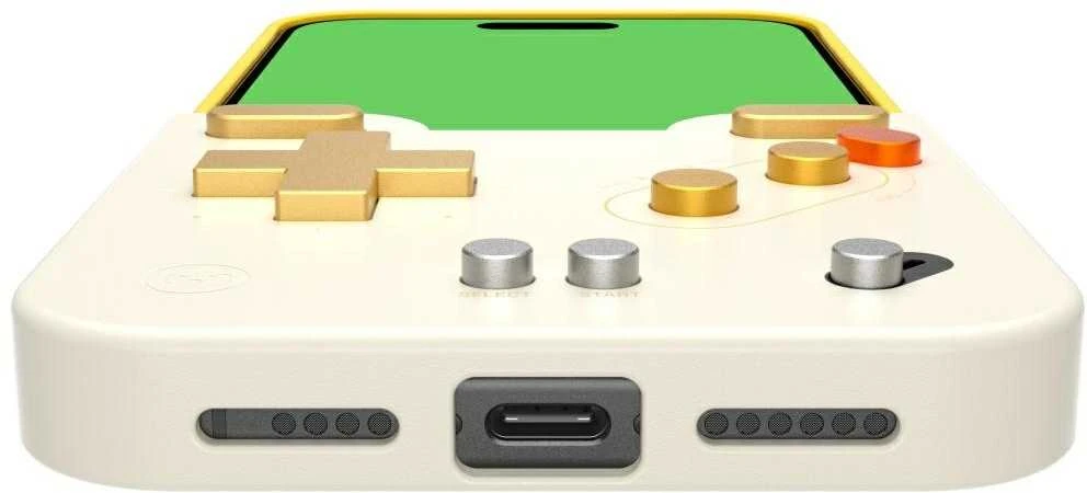 GAMEBABY dėklas su valdikliu, skirtas iPhone 16 Pro Max, geltonas