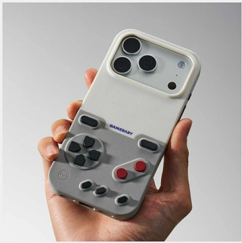 GAMEBABY dėklas su valdikliu, skirtas iPhone 17 Pro, pilkas