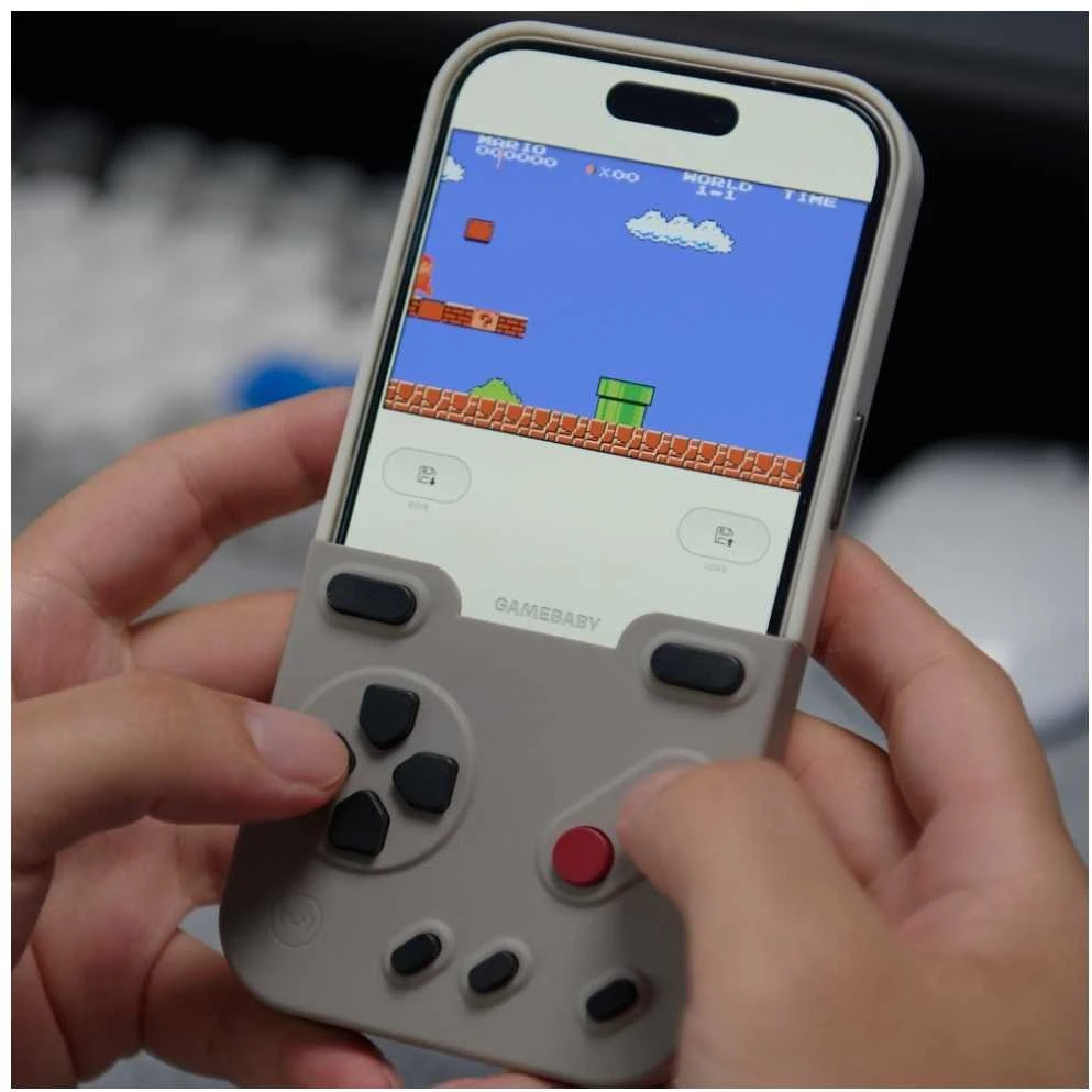 GAMEBABY dėklas su valdikliu, skirtas „iPhone 17 Pro Max“, pilkas