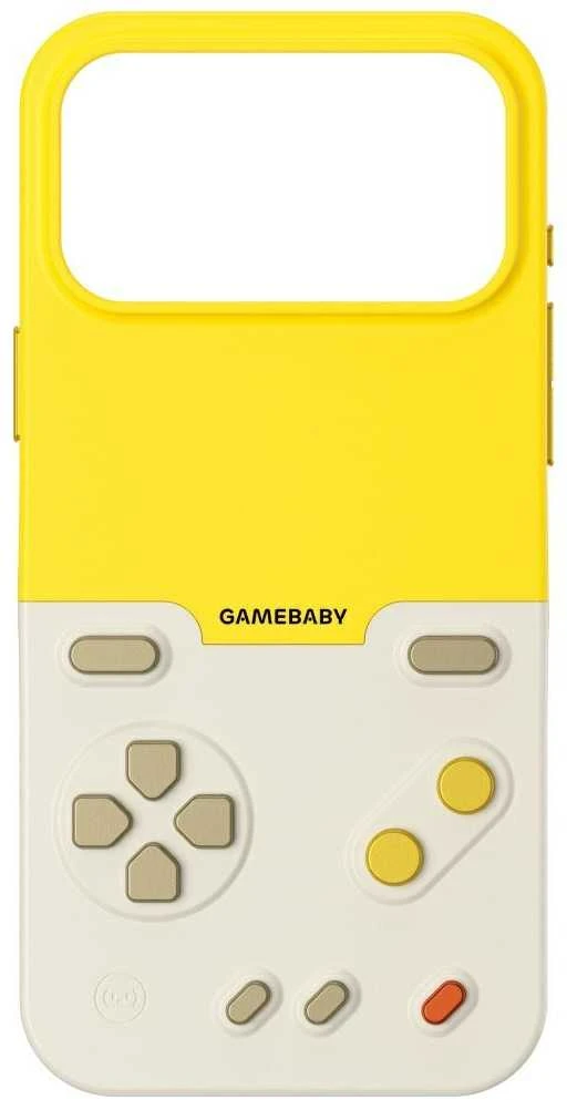 GAMEBABY dėklas su valdikliu, skirtas iPhone 17 Pro, geltonas