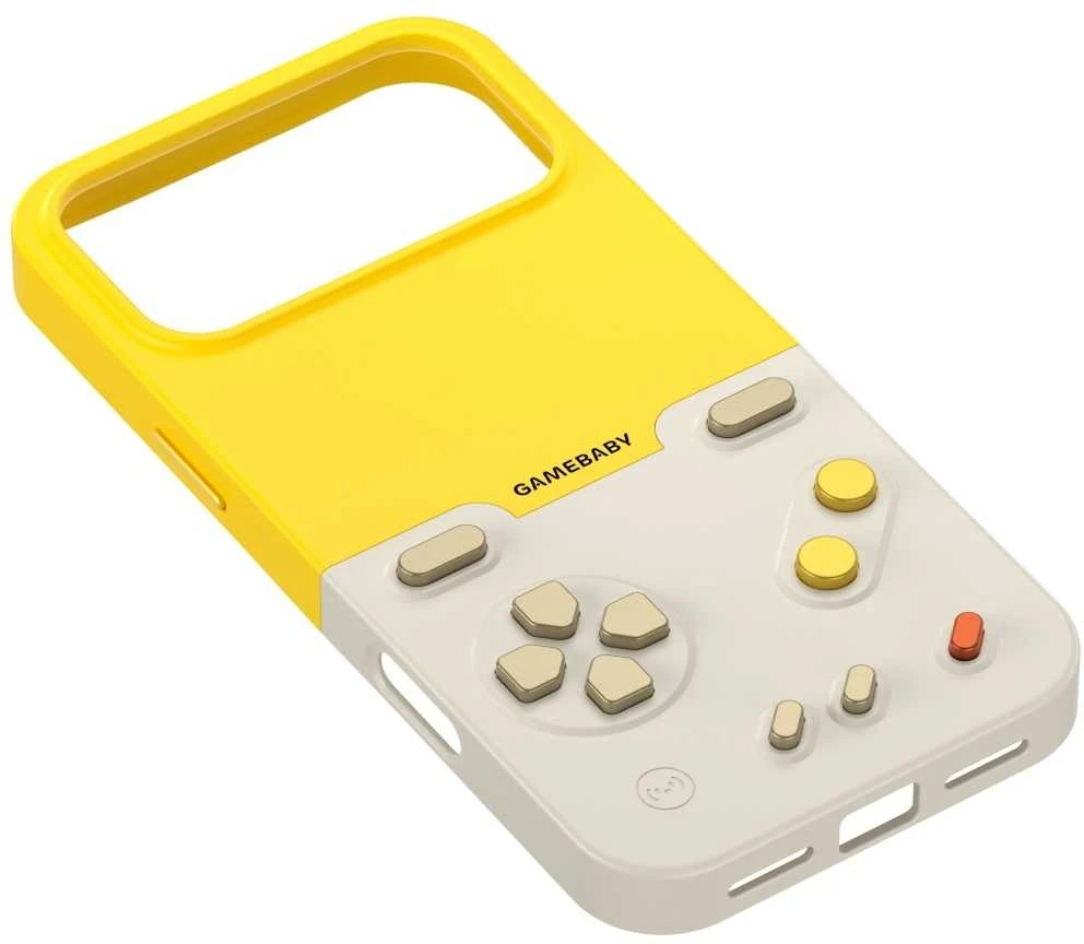 GAMEBABY dėklas su valdikliu, skirtas iPhone 17 Pro, geltonas
