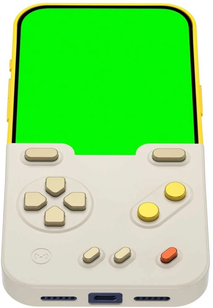 GAMEBABY dėklas su valdikliu, skirtas iPhone 17 Pro Max, geltonas